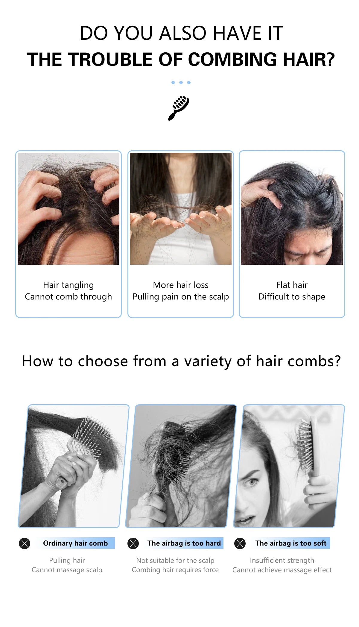 5 Colour Multi-Purpose Fashionable Hair Brush