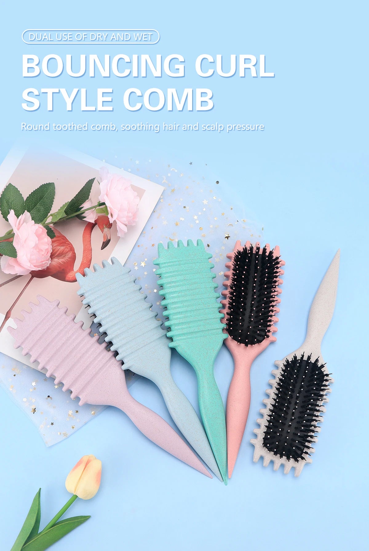 5 Colour Multi-Purpose Fashionable Hair Brush